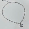 Chrome white heart pearl necklace