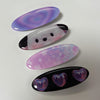 Purple bubble heart black hair clip