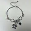 Ribbon heart chain mix piercing bracelet