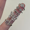 Pink flower melt rose quartz sterling silver ring