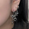 Black star heart drop hoop earrings