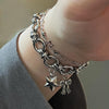 Double charm star ribbon chain bracelet