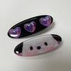 Purple bubble heart black hair clip