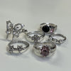 Pink flower melt rose quartz sterling silver ring