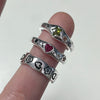 Heart wing star sterling silver ring
