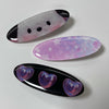 Purple bubble heart black hair clip