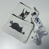 Canvas black and white star cat pouch
