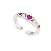 Heart wing star sterling silver ring