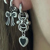 Piercing black heart hoop earrings