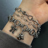 Double charm star ribbon chain bracelet