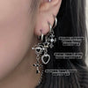 Black cross heart heart hoop earrings