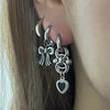 Piercing black heart hoop earrings
