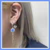 Blue pendant star drop hoop earrings