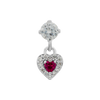 Dark pink rhinestone heart drop piercing