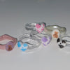 cow black heart mini wave ring