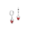 Red heart flower hoop earrings