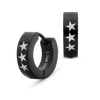 Triple star black hoop earrings