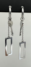 Classic heart key silver hoop earrings