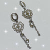 Heart cross lace drop hoop earrings