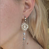 Heart cross lace drop hoop earrings