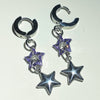 Double purple star hoop earrings