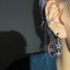 Double purple star hoop earrings