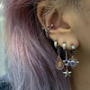 Double purple star hoop earrings