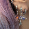 Double purple star hoop earrings