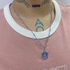 kitty frame blue chain necklace