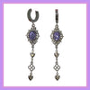 purple rhinestone heart drop hoop earrings