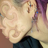 Spike drop chain ball hoop earrings