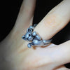 Silver cat stainless steel ring