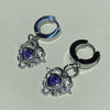 Purple Cupid heart gem rhinestone hoop earrings
