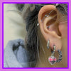 Pink checkered heart hoop earrings