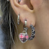 Pink checkered heart hoop earrings