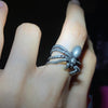 stainless steel silver spider ring
