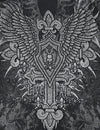 Embroidery owl zip up hoodie black mineral