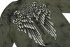 Embroidery skull gate long sleeve green stain