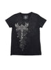 Embroidery rose stick short sleeve black mineral