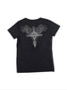 Embroidery rose stick short sleeve black mineral
