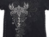 Embroidery rose stick short sleeve black mineral