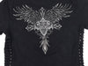 Embroidery rose stick short sleeve black mineral