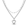 Melting heart double chain pearl necklace