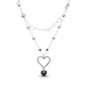 Black double heart drop necklace