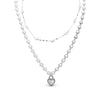 Gem and pearl double heart necklace