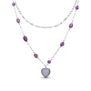 Purple gem and pearl double necklace