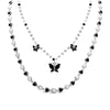Black and white pearl butterfly double necklace