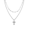 Cross ball chain sparkle double necklace