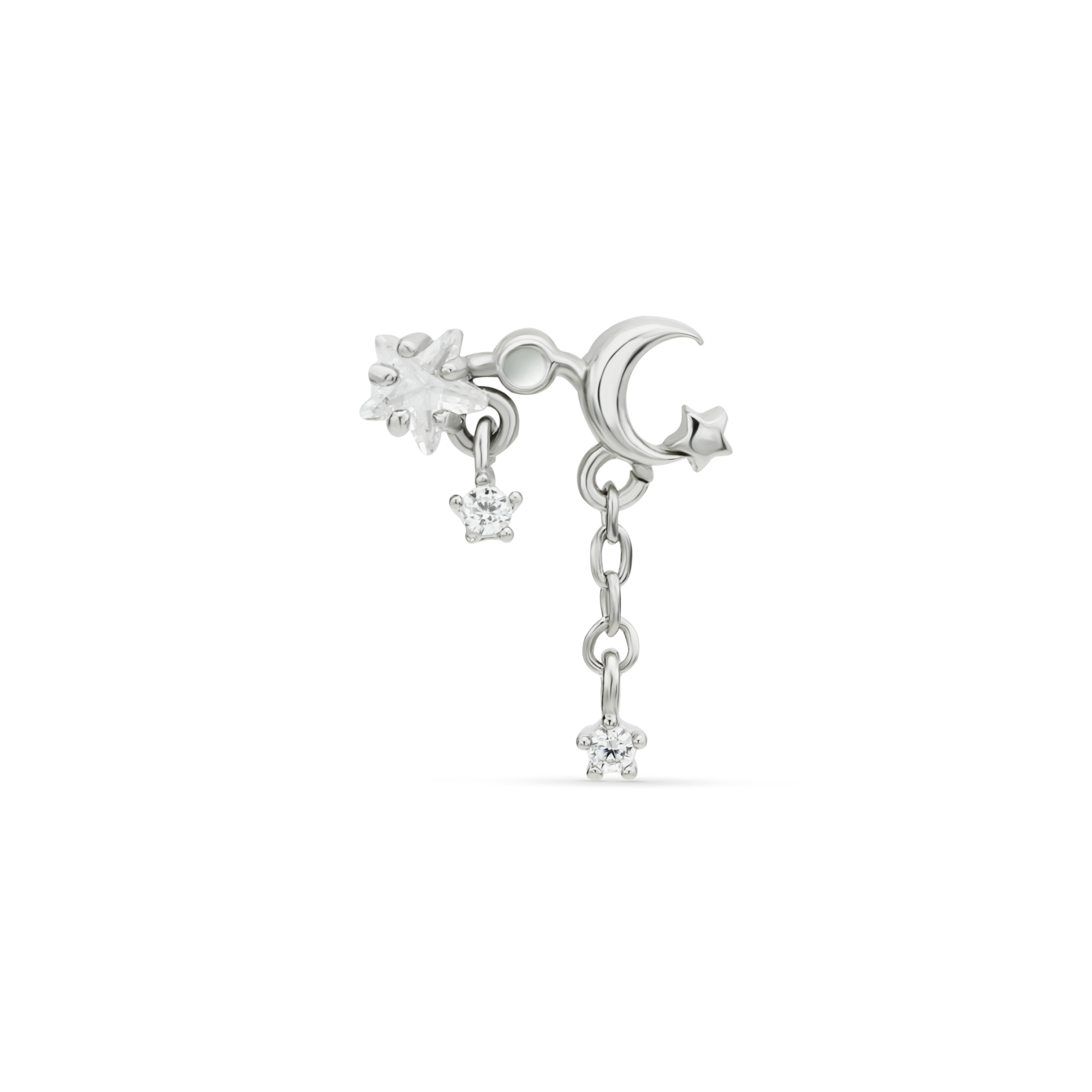 Drop Star Chain Moon star chain drop piercing – TOOFOOFEEFA