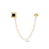 Gold fleur double clear bead chain piercing